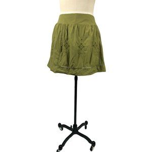 J.Crew Skirt Size 2 Green Chartreuse Pleated Crinkled Linen Sheen Preppy Modern